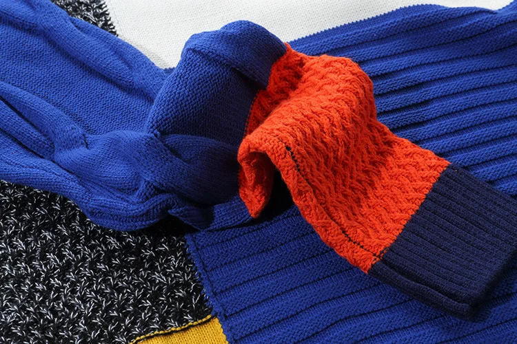 Зимние Oversize с контрастной Цвет плед свитера Лоскутная High Street Повседневное