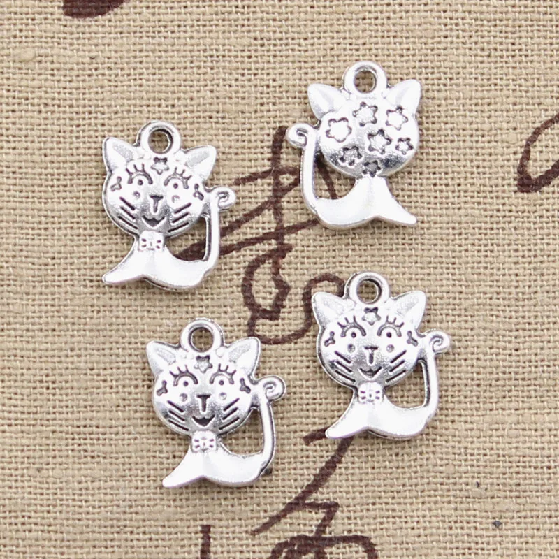 

20pcs Charms lovely star cat 16x13mm Antique Silver Plated Pendants Making DIY Handmade Tibetan Silver Jewelry
