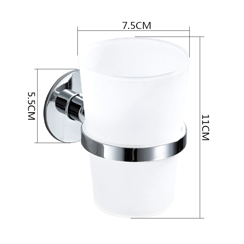 Accoona Bath Toothbrush Tooth Cup Holder With Acrylic Cup Wall Mounted Bath Single Rack Bathroom Accessories A11903