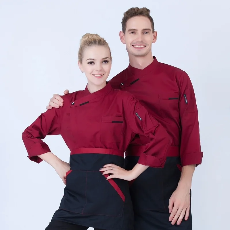 

Restaurant Chef Jacket Wear Long Sleeved Hotel Chef Uniform Pastry Catering and Hotel Kitchen Work Clothes Plus Size B-5700