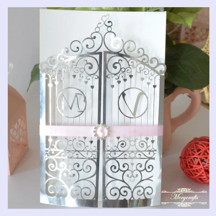 

MR008 Customized initials gorgeous gate laser cut invitations