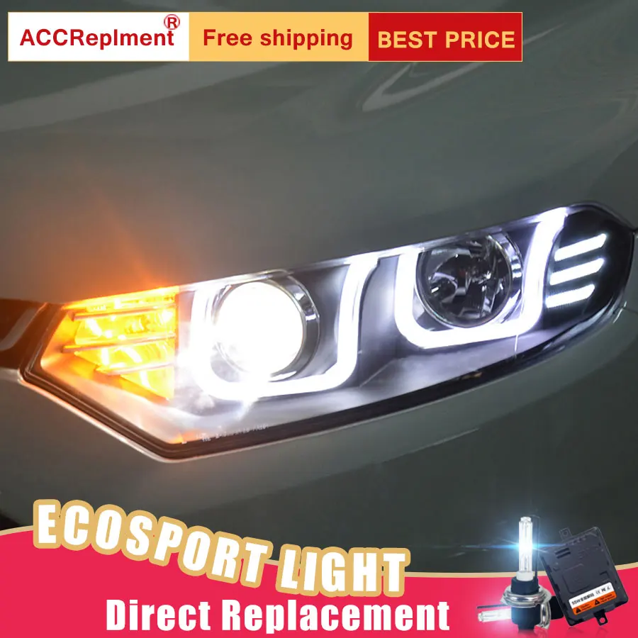 

2Pcs LED Headlights For Ford Ecosport 2013 led car lights Angel eyes xenon HID KIT Fog lights LED Daytime Running Lights