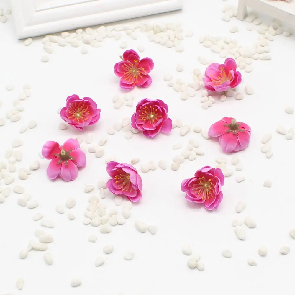 50 шт. мини вишня ткань цветок сливы искусственный цветок Детский Шелковый букет цветов, настройки стола Свадебные украшения - Цвет: rose Red