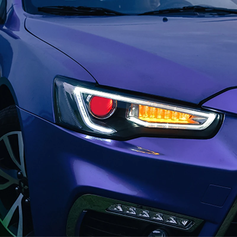 Hlxg Автомобильная фара в сборе для Mitsubishi Lancer 2009 2016 светодиодный DRL поворотник