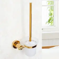 Роскошные настенное крепление Ванная комната Ti-PVD золото отделка твердой латуни Туалет Кисточки держатель