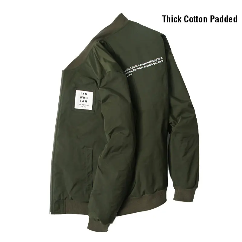 Markless Bomber куртки мужские осень зима толстые теплые хлопковые стеганые куртки тонкие jaqueta masculina chaquetas hombre - Цвет: Army Green Thick