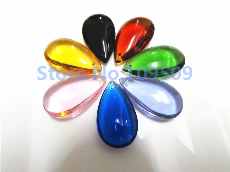 

100pcs 38mm Chandelier Crystal Teardtop Mixed Color Smooth Teardrop Almond Ornament Prism Free Shipping