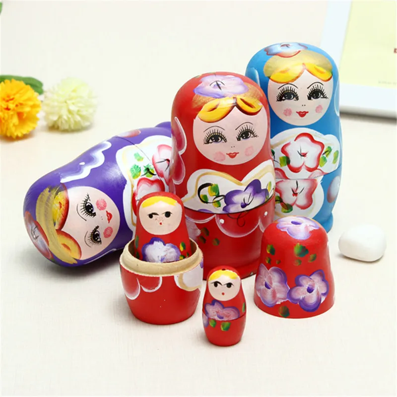 JIMITU 5 шт./набор, милые матрешки, деревянные куклы, Матрешка, русская ручная краска для детей, рождественские игрушки, подарки, куклы для детей