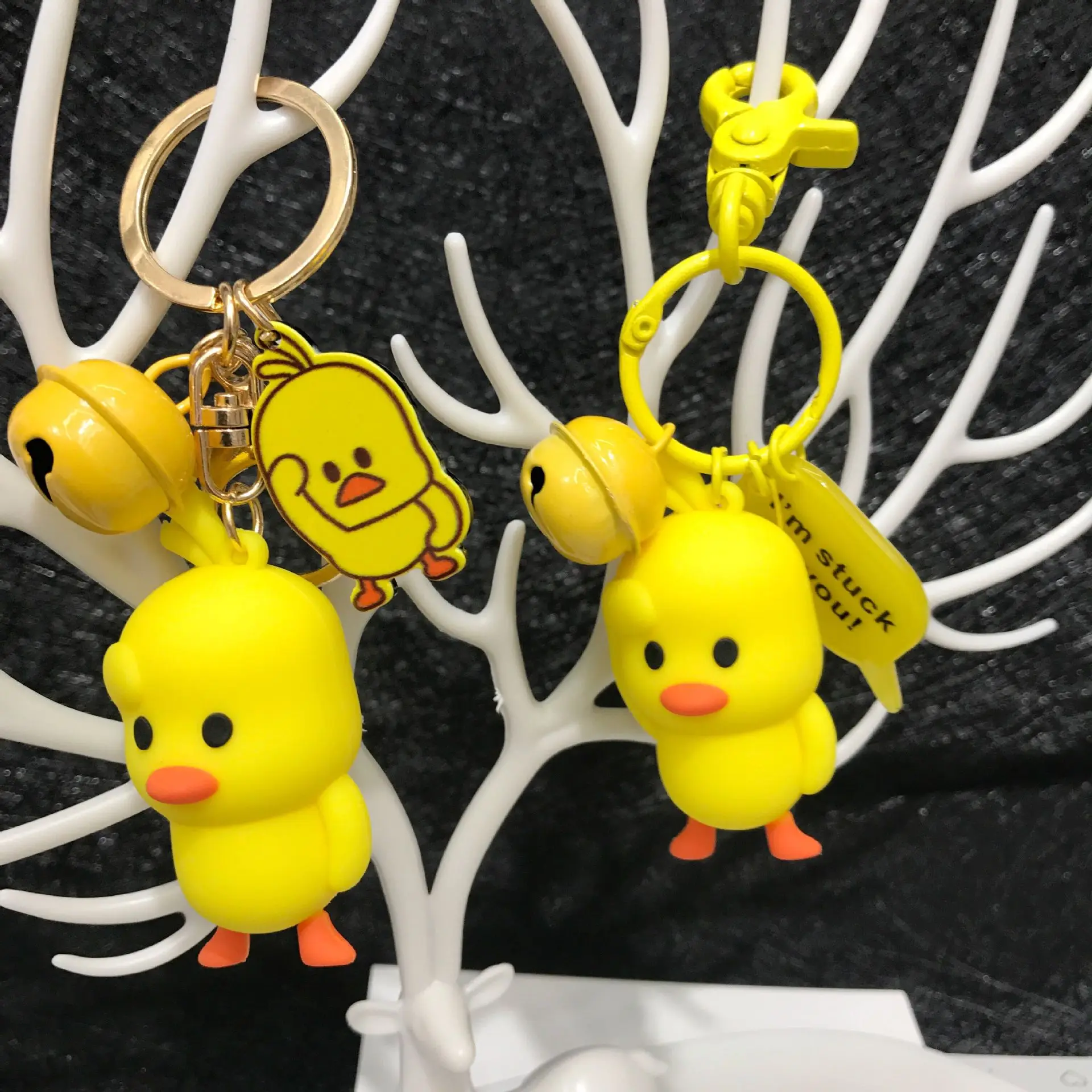 

2019 Cute Cartoon Small Yellow Duck Doll Keychain Keyring Pendant Fit Bag Charms Car Accessories for Women Girl Birthday Gift