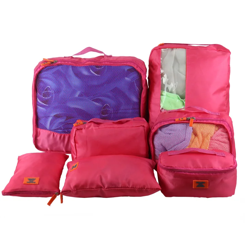 Высокое качество ткань Оксфорд Дорожная Сетчатая Сумка в сумке органайзер для багажа Упаковка куб Органайзер для одежды - Цвет: Красный