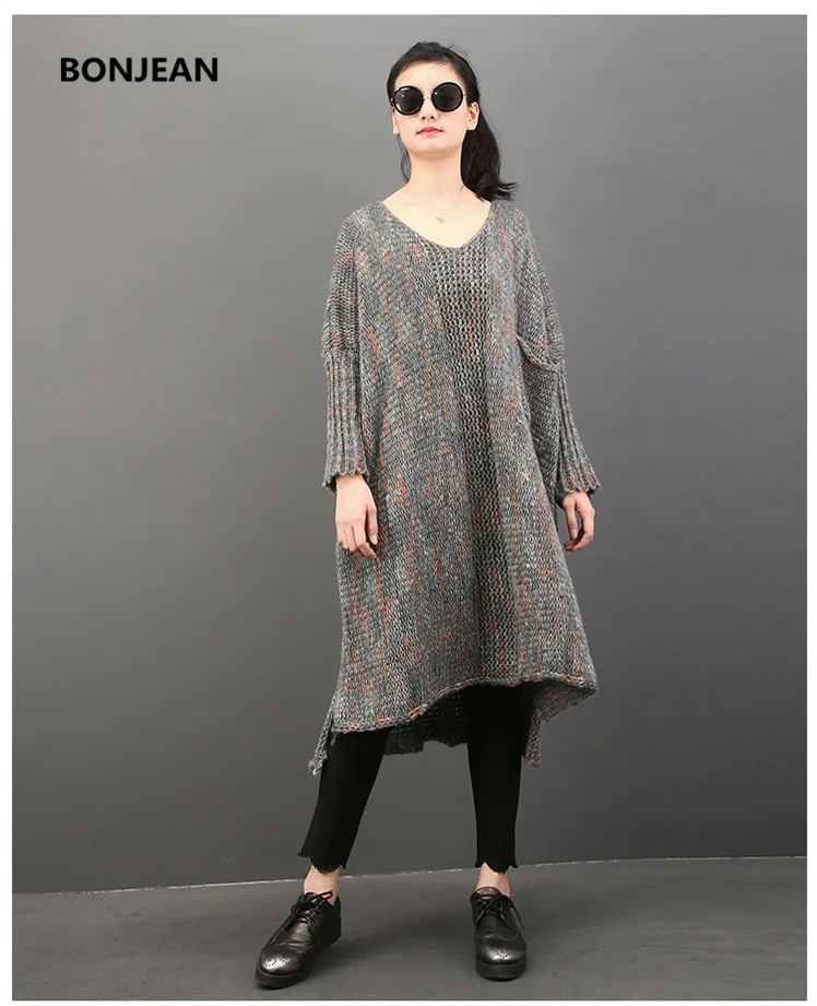 

Long Dress Plus Size Office Dress Free Shipping2018 Autumn And New European American Fashion Large Size Irregular Women Knitted
