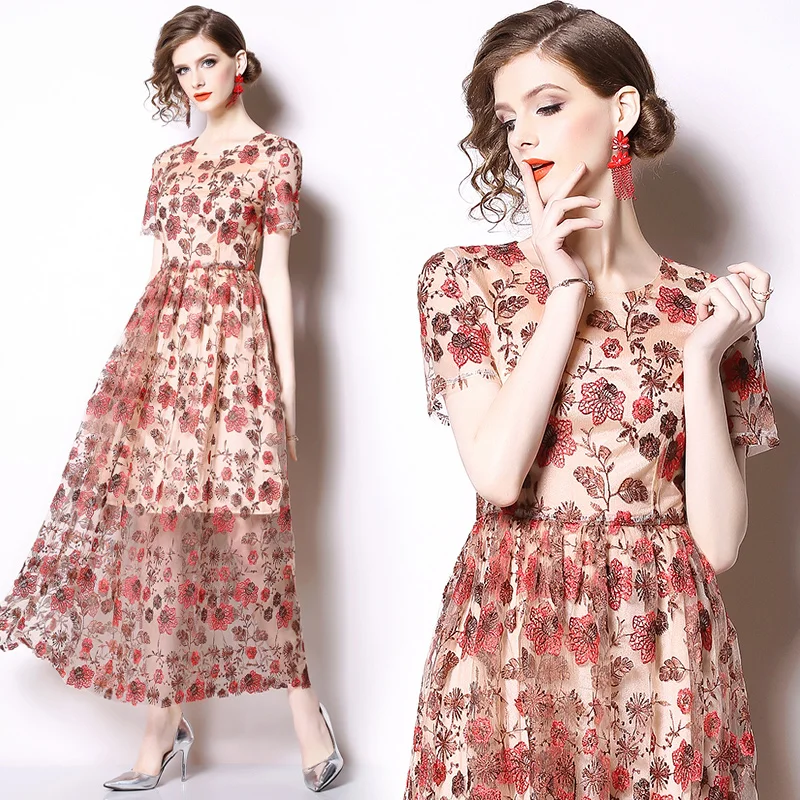 

Summer New Fashion Heavy Work Embroidered Lace Dress Embroidered Dress