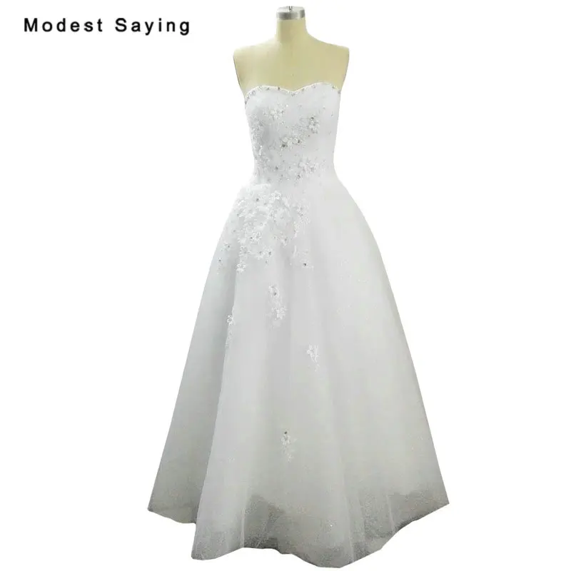 New Collection 2018 Romantic A Line Beaded Crystal Lace font b Wedding b font Dresses Formal