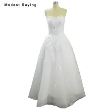 New Collection 2018 Romantic A-Line Beaded Crystal Lace Wedding Dresses Formal Women Bridal Gowns with Flowers robe de mariee
