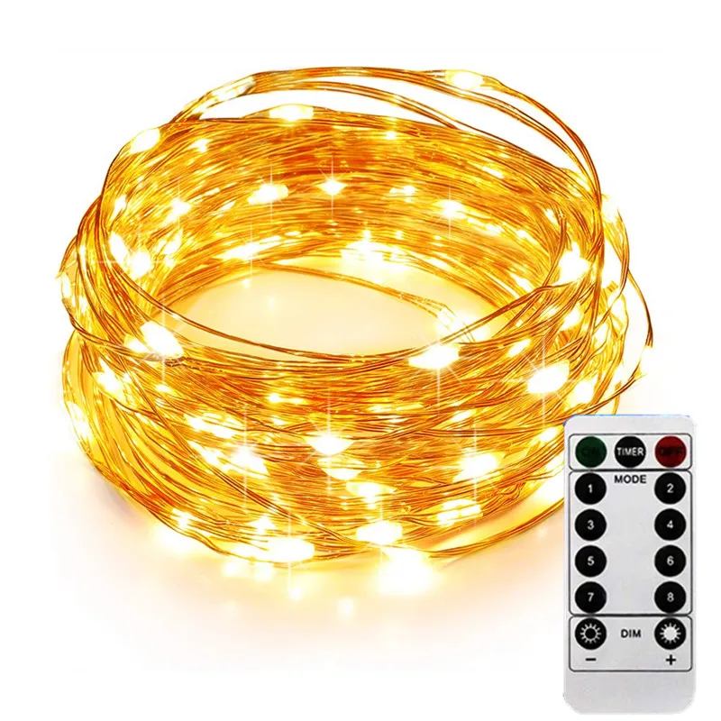 

10m 100LED light string fairy light battery powered waterproof elf lights with remote control 8mode copper wire Christmas light