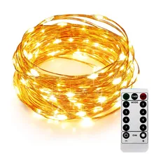 Corda de luz de pisca-pisca, 10m, 100led, alimentado por bateria, à prova d' água, luzes elf, com controle remoto, 8 modos, fio de cobre, natal luz clara