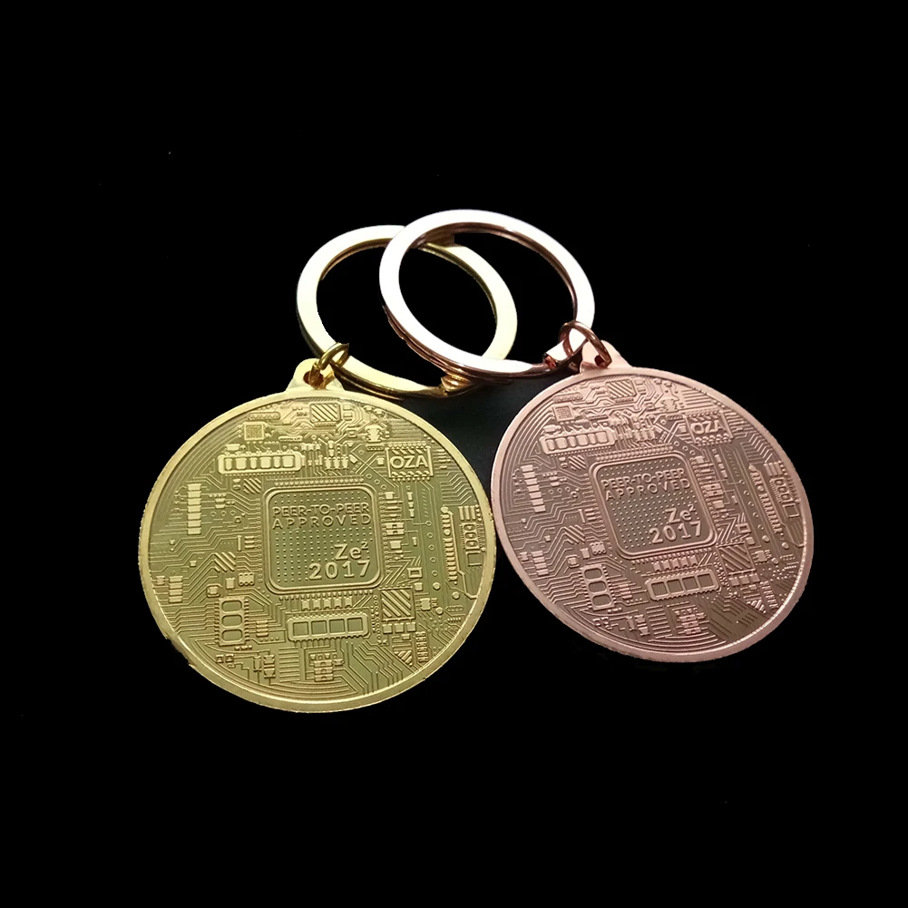 Оптовая продажа позолоченных монет Биткоин цепочка для ключей Коллекционная