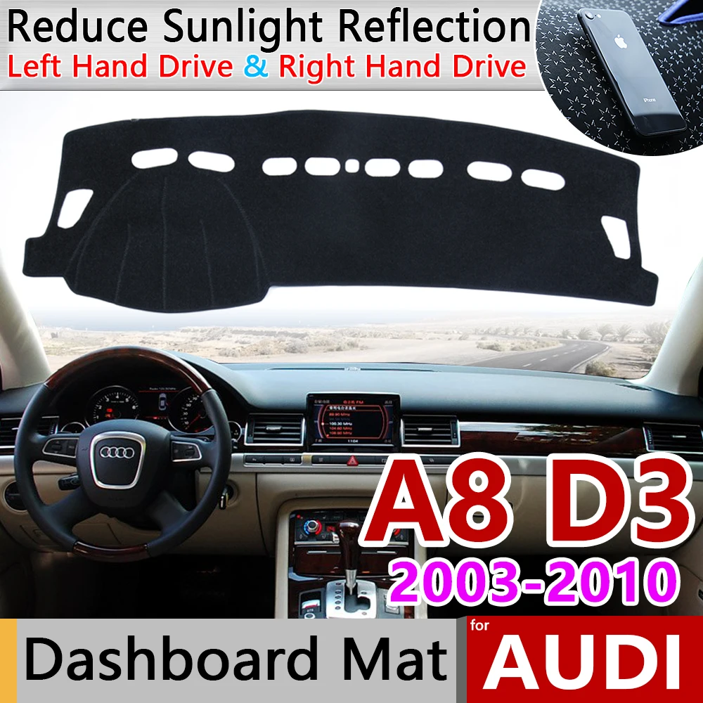 Size: Left Hand Drive, Style: Red Edge for Audi A8 2004 2005 2006 2007 2008-2017 Car Styling Dash Mat Dashmat Dashboard Sticker Cover Sun Shade Dash Board Cover Carpet