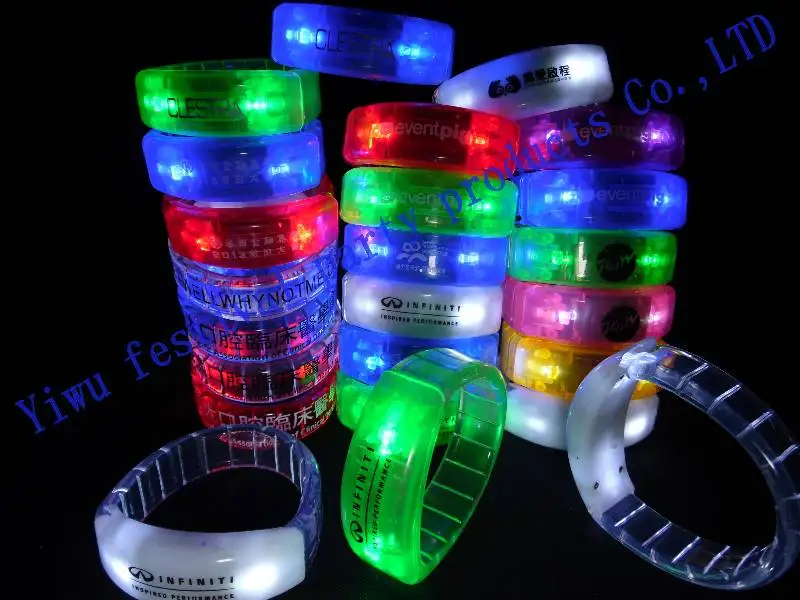 

Free shipping led bracelet flashing single color r bracelet blinking bracelet for party printting logo
