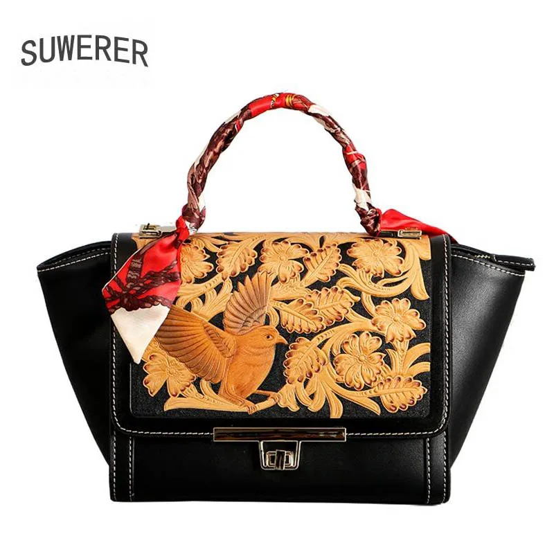 

Genuine Leather handbag 2018 new luxury embossed handbag Fashion Shoulder Messenger Bag Women's handbags