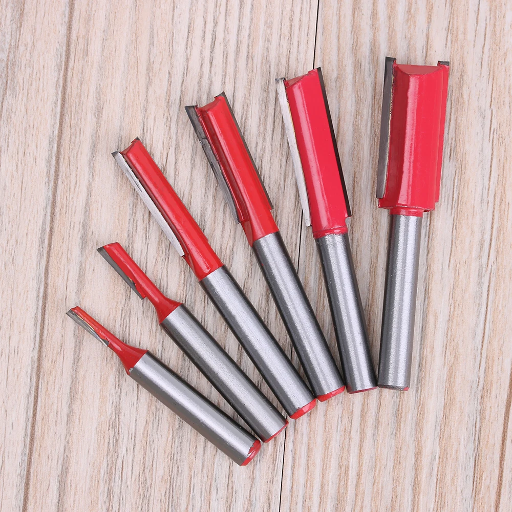 1Pc 6 Types 1/4 Inch Shank Woodworking Double Flute Blade Straight Router Bit Carving