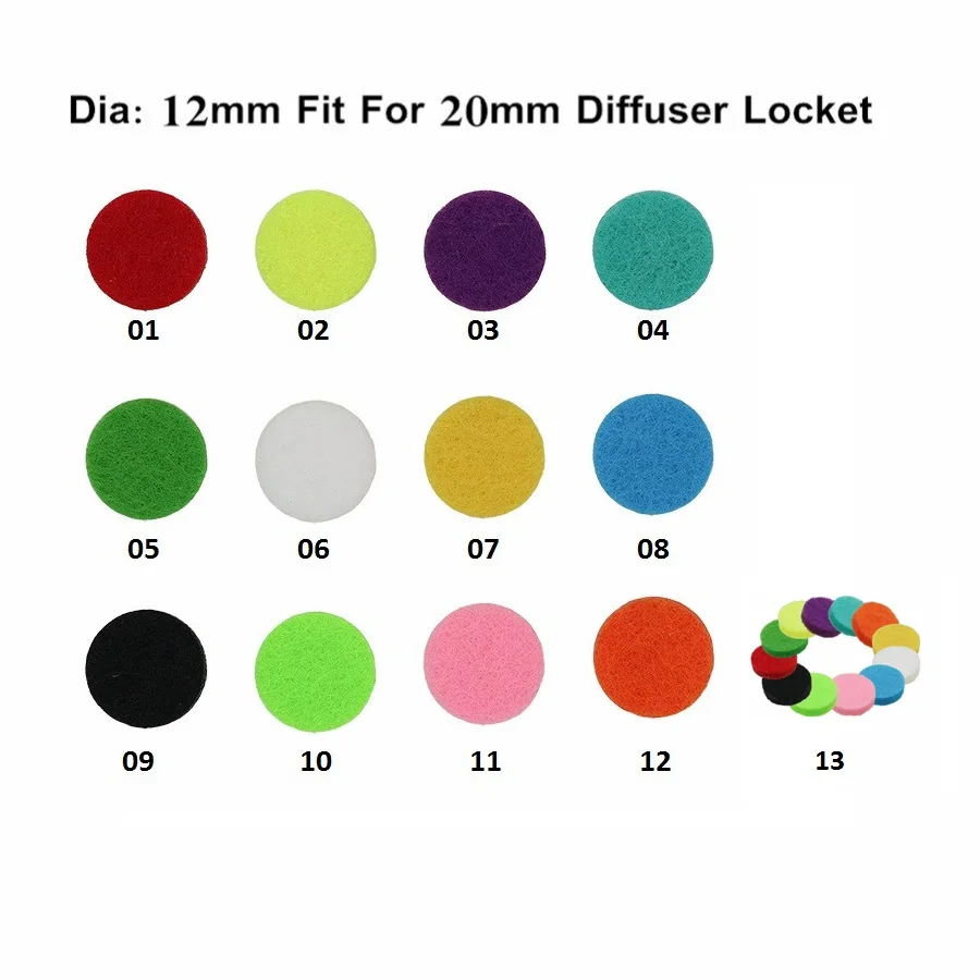 

20pcs Colorful trendy Aromatherapy Felt Pads 12mm Fit for 20mm Essential Oil Diffuser Locket Floating Locket color randomly