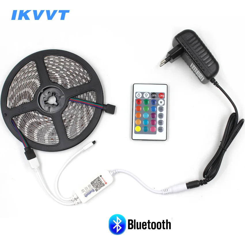 

IKVVT 5m 10m 15m Bluetooth Control RGB LED Strip Light 60LEDS/m Flexible Led Tape Diode Ribbon Neon Light Bluetooth Controller