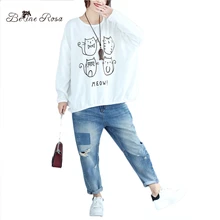 Свободная женская повседневная одежда BelineRosa, украшенное принтом котенок, женские пуловеры, большие размеры, осень BSDM0053