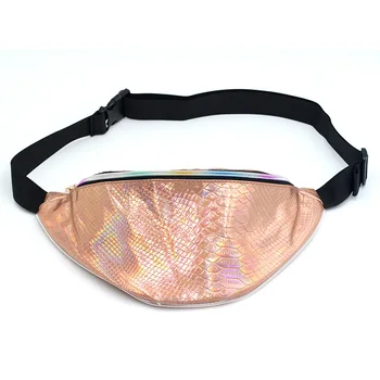 

AIREEBAY Holographic Women Fanny Pack Fashion Alligator Laser PU Leather Waist Bag Female Waterproof Hologram Hip Bag Belts