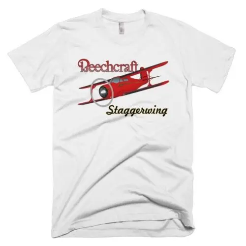 Летние шорты из хлопка с длинными рукавами футболка Beechcraft Staggerwing изображением