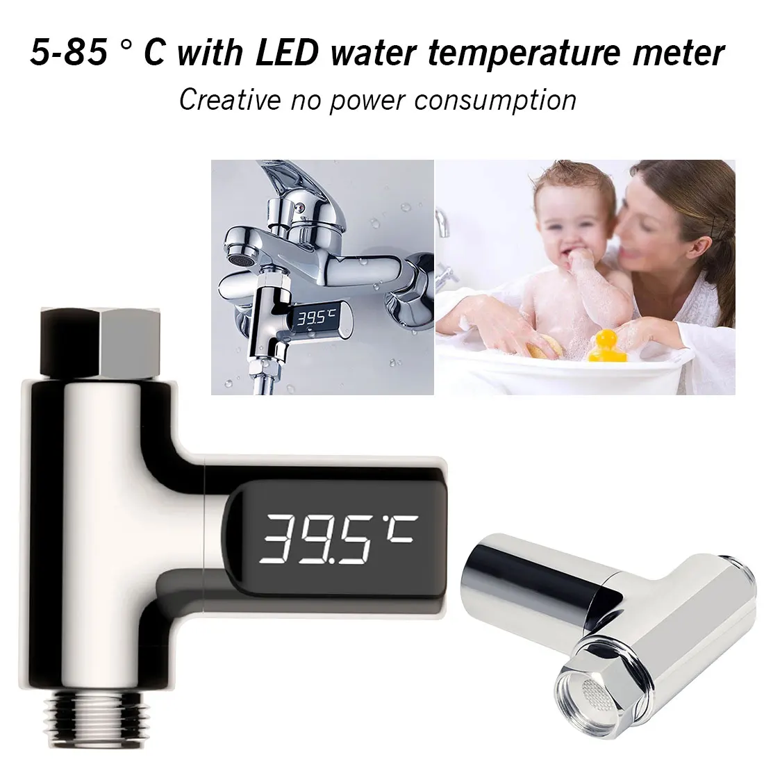

LED Display Flow Water Shower Thermometer Smart Home Digital Shower Accessories Temperture Monitor