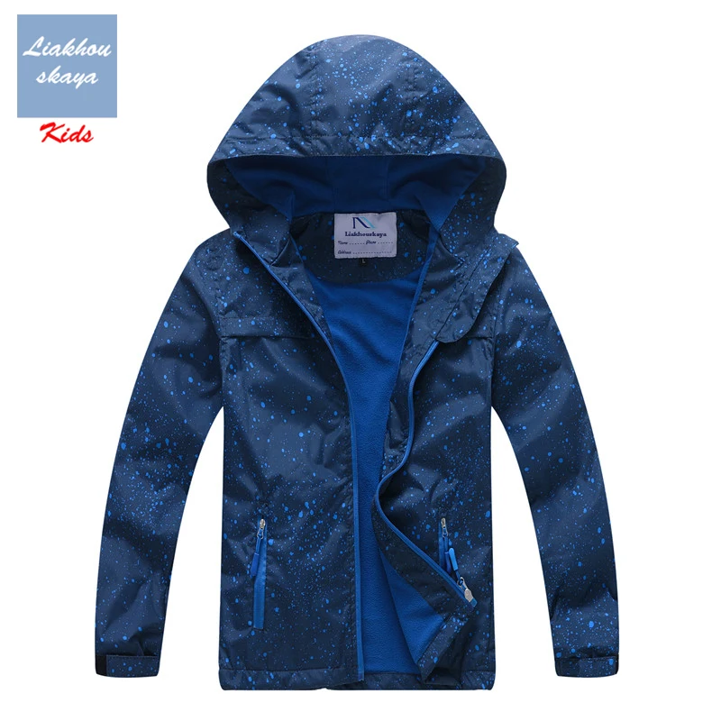 Liakhouskaya/Детская водонепроницаемая куртка для мальчиков, верхняя одежда для детей-подростков коллекция года, весенне-осеннее теплое пальто с флисовым капюшоном для детей возрастом от 4 до 13 лет