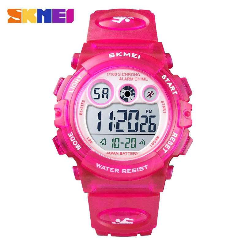 SKMEI Брендовые спортивные детские часы Роскошные Электронные часы для детей Подарки для мальчиков и девочек водонепроницаемый светодиодный цифровые часы для детей - Цвет: rose pink