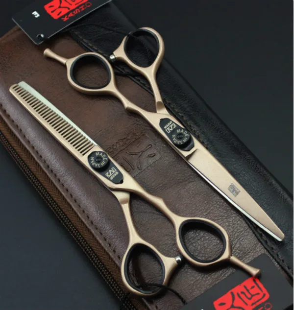 Профессиональные парикмахерские ножницы, ножницы для волос, ножницы для стрижки, набор, прямые филировочные ножницы, парикмахерские салонные инструменты с сумкой - Цвет: 2 pcs 6 inch