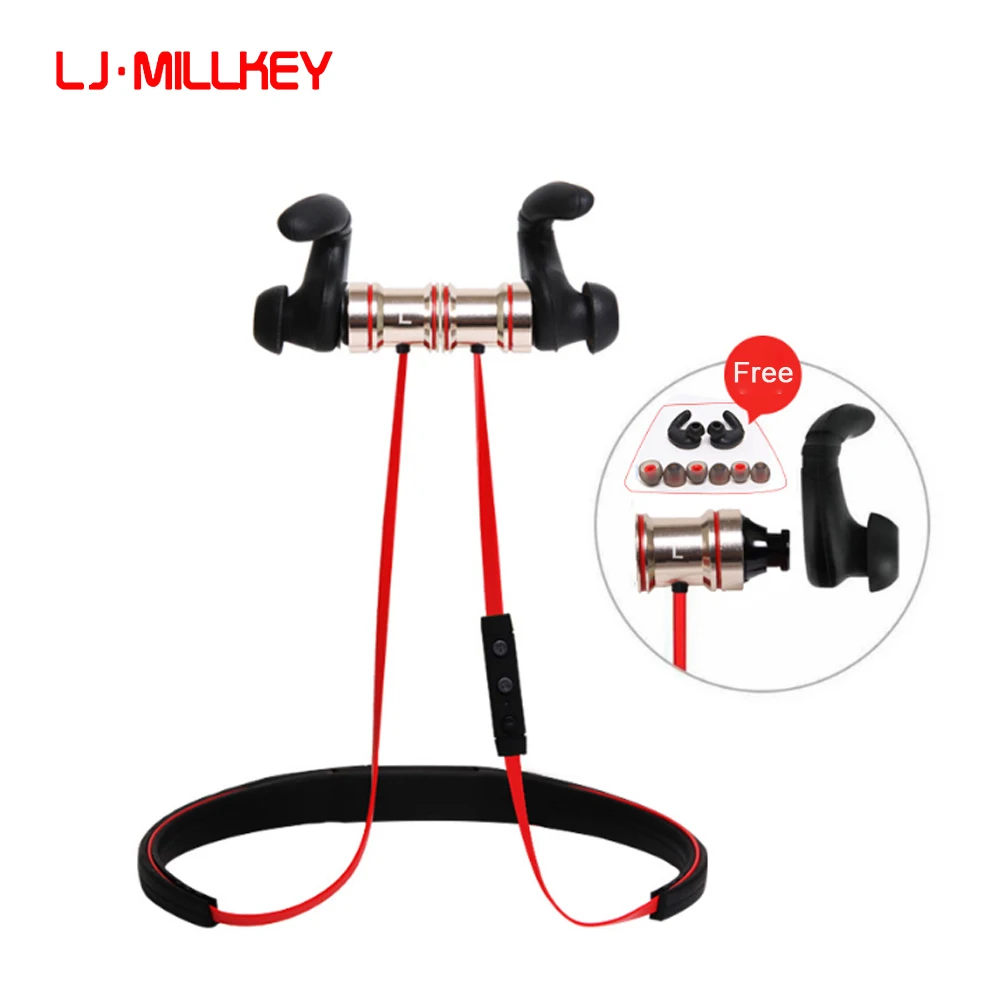 

LJ-MILLKEY Sports Bluetooth Headsets CSR4.1 Wireless Earphones In-ear Stereo Earphone with Microphone for Android L048