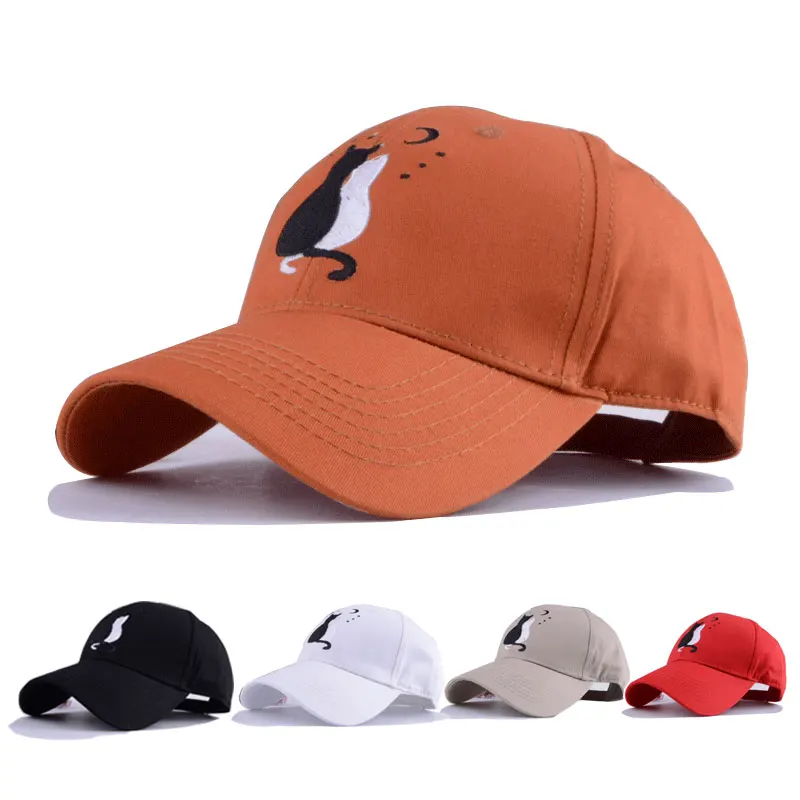  baseball cap men women mens baseball cap men black cap dad hat embroidery two cat  gorras de animales animal cap (21)
