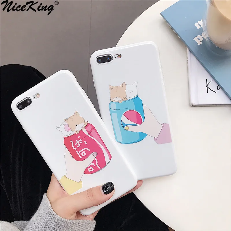 

Niceking Case For iPhone XS XR XS MAX X 6 6S 7 8 Plus Case Funny Cola Bottle Cat Soft TPU Silicone Couples Cover Couqe Shell 6 S
