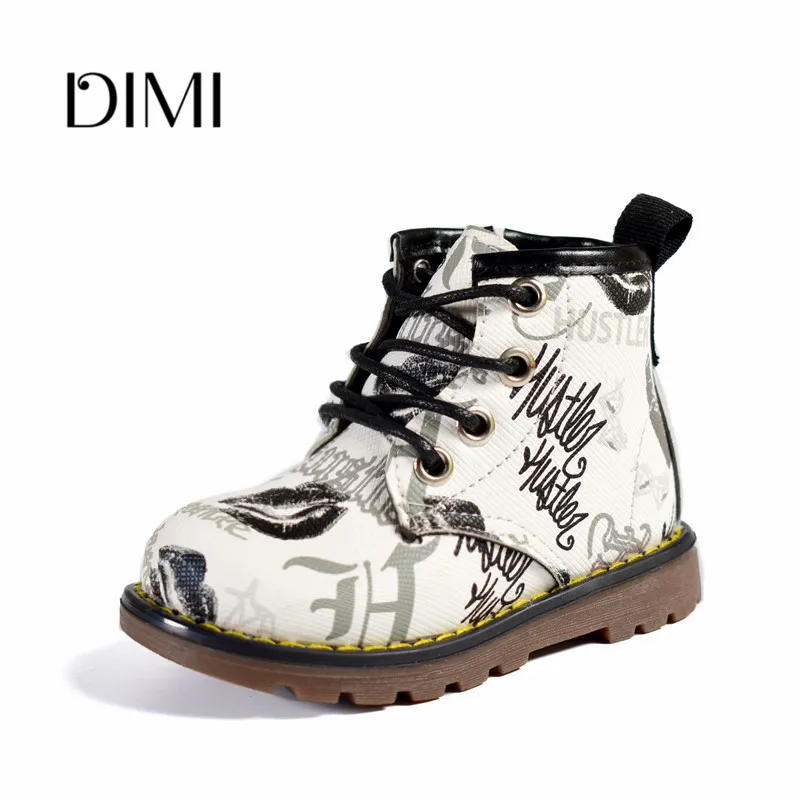 

2019 Spring/Autumn New Children Boots PU Leather Toddler Girls Boys Boots Zip Side Fashion Rubber Kids Martin Boots 21-30