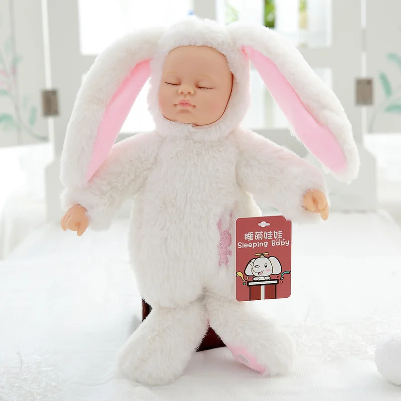 35 см спящие детские куклы для детей мягкие ПВХ Kawaii детские плюшевые игрушки для девочек и мальчиков Рождественский подарок Bebe Кукла реборн игрушки - Цвет: white rabbit