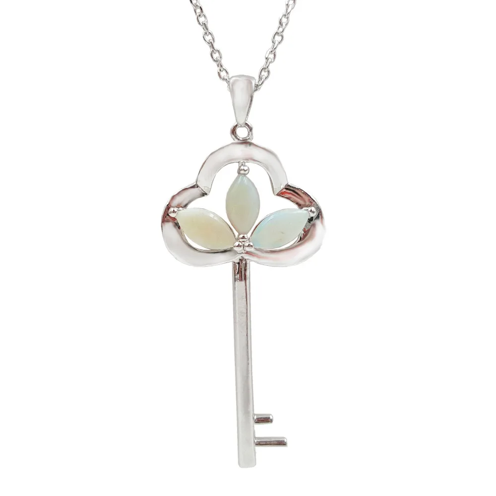 

Lii Ji Natural Australian Opal with 925 Sterling Silver Key shape pendant about 20x40mm