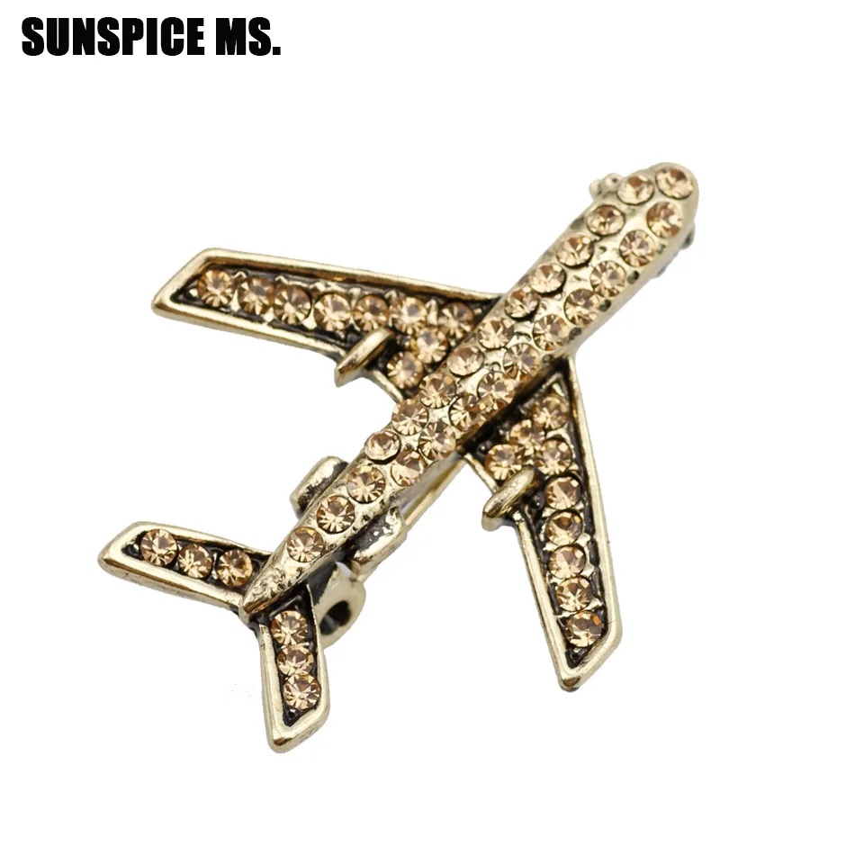 

Lucky Full Crystal Plane Brooch For Women Pilot Stewardess Badge Aircraft Brooches Jewelry Scarf Lapel Pins Blessing Gifts 2018