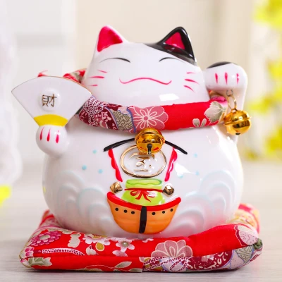 6 дюймов Maneki-Neko керамические китайские счастливые кошки манящие Фортуны кошки статуэтки счастливый Шарм копилка украшения дома - Цвет: D