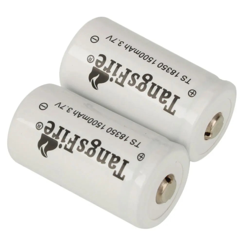 

TangsFire 2Pcs 18350 1500mAh 3.7V-4.2V Rechargeable Li-ion Battery White