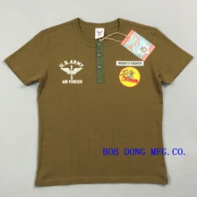 Camiseta BOB DONG Vintage Bugs Conejito de impresión Henley, camiseta de estilo militar para hombres, camisetas de manga corta del Ejército de EE. UU.