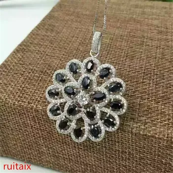 

KJJEAXCMY boutique jewels S925 silver inlay natural sapphire inlay helix pendant + necklace pendant gifts