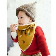 INS/Модный зимний хлопковый детский Слюнявчик с рисунком дерева, нагрудник с добавлением шерсти, детская треугольная повязка, слюнявчик для мальчика, теплый шарф