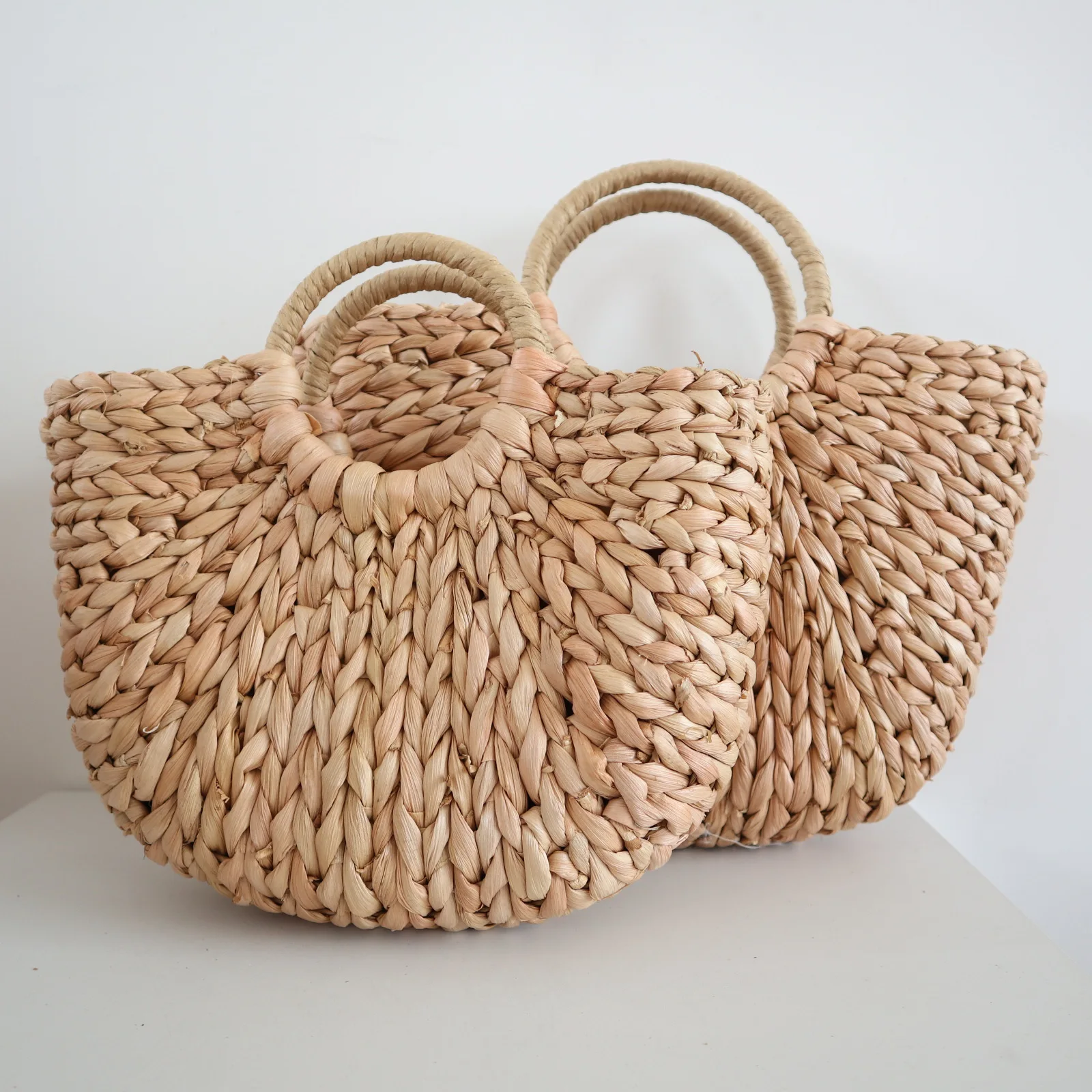 Woman Straw Bags Female Big Travel Vacation Totes Bamboo Handbag For