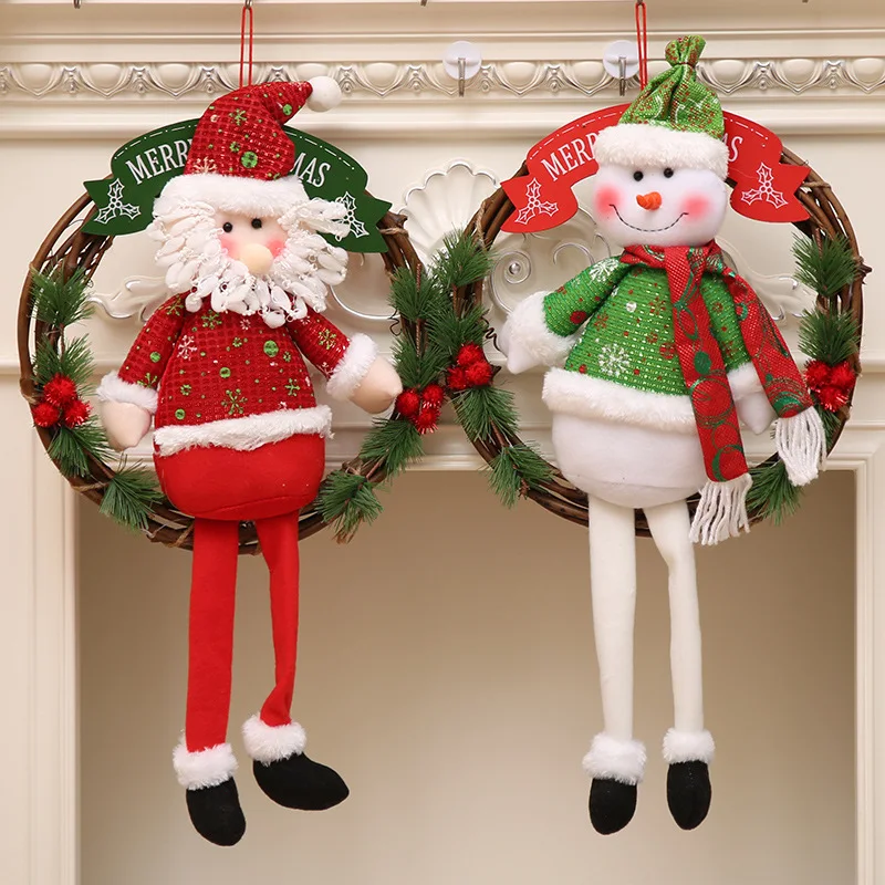 

Santa Claus Christmas Wreath Decorative Doll for home Door Xmas Decor Ornament