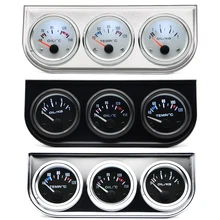 Water Temp Oil Temp Oil Pressure Gauge 52mm 3 in 1 Triple Gauge Kit Black/Chrome Bezel With Temp & Pressure Sensor