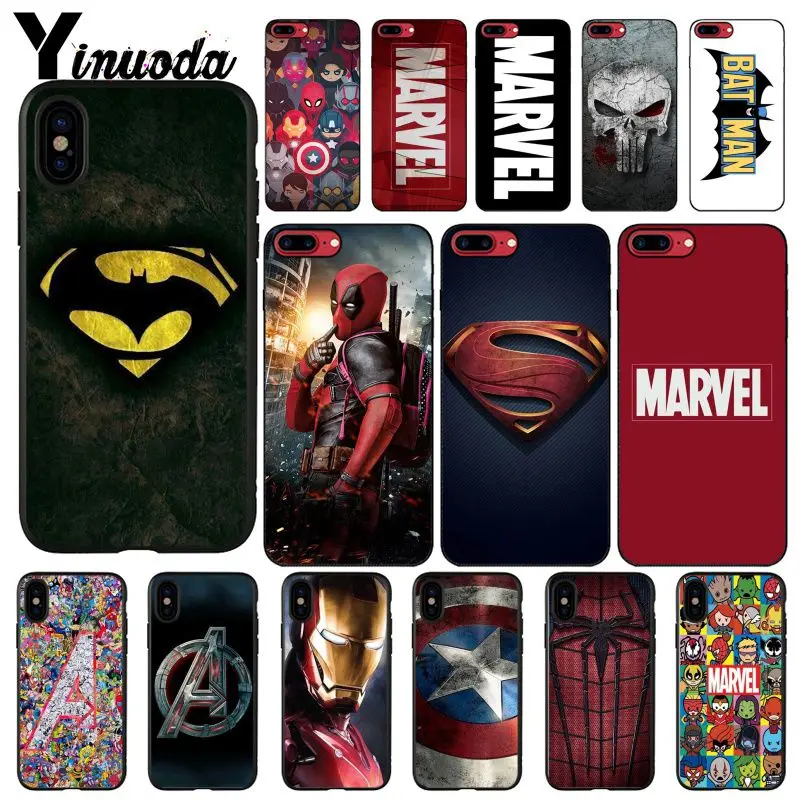 Yinuoda Deadpool الرجل الحديدي أعجوبة المنتقمون شعار DIY رسمت الهاتف حقيبة لهاتف أي فون 8 7 6 6 S زائد X XS ماكس 5 5 S SE XR 10 حالات